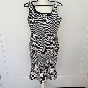 Ronny KoBo Black and White Striped Body Con Dress